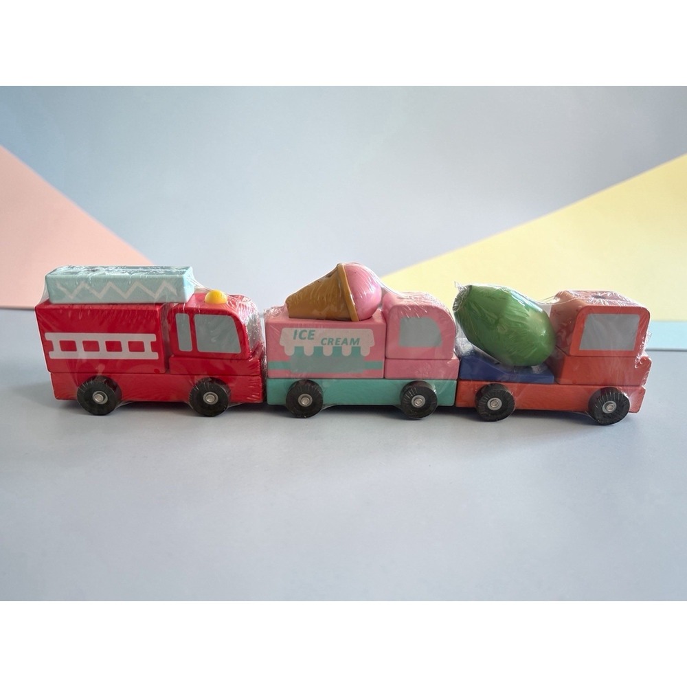 NEW Target Bullseye Wooden Stacking Vehicle Blocks Set of 3 Easter Gift Toy STEM